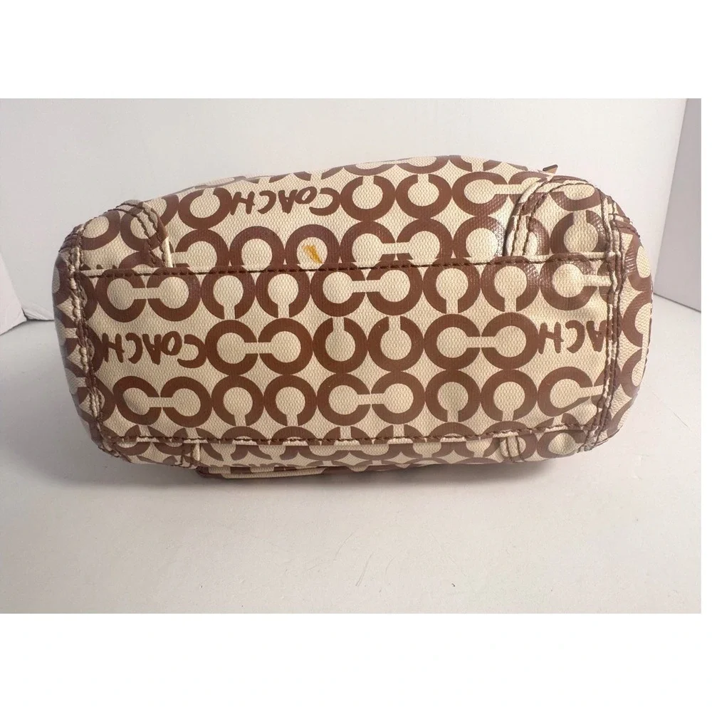 Coach Poppy Signature Graffiti Coated Canvas Satchel Crossbody Bag Tan Brown - Picture 5 of 12